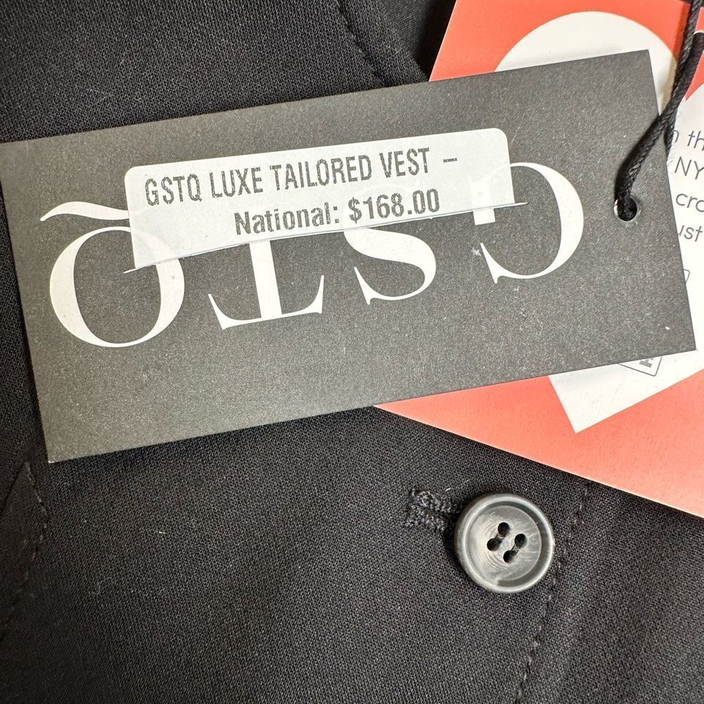 NWT GSTQ Women’s Black Button-Down Luxe Tailored Crop Vest Top - Size XS - Picture 4 of 7